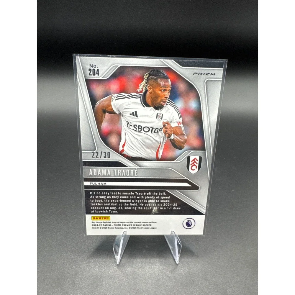 2024-25 Panini Prizm Adama Traore Fulham Red Mojo Prizm 22/30 #204 Soccer Card